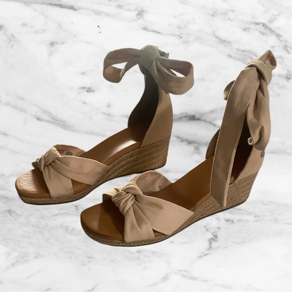 UGG Shoes - UGG Espadrille Wedge Sandals - Beige, Size 9 Chic & Comfortable, Vacation Heels
